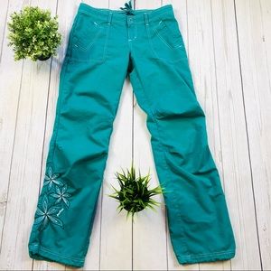 Prana Breathe Flower Embroidered Active Wear Pants